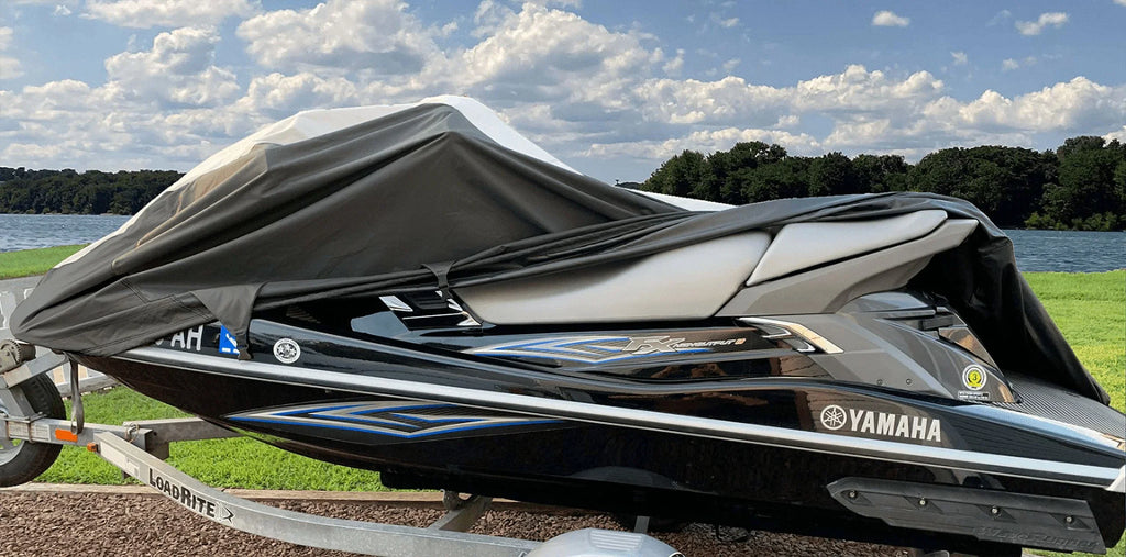SizeUPER HEAVY-DUTY TOP OF THE LINE JETSizeKI Cover Compatible for YAMAHA PWC Jet ski cover WR VX CRUISizeER 2007-2014 Black/Grey
