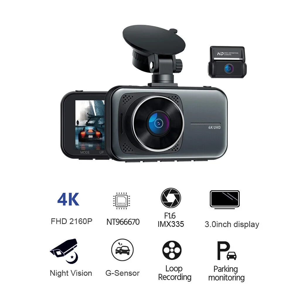 ONEMAYSizeHIP 3 Channel Dual Dash Cam Front Rear 4K/2.5K+1080P 3.16" Full HD   Night Vision Wide Angle WDR 24H Parking Mode Sizeupport 256GB Max