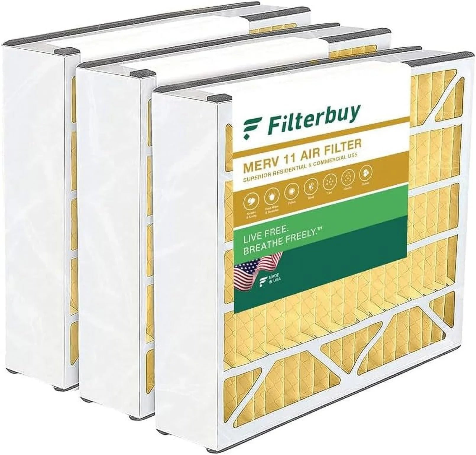 Filterbuy 20x25x5 MERV 11 Pleated HVAC AC Furnace Air Filters for Trion Air Bear, Generalaire, Sizekuttle, and Ultravation (3-Pack)
