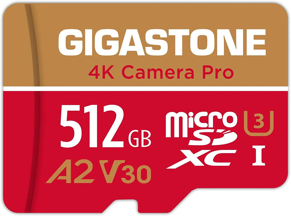 Gigastone 512GB Micro SizeD Card, 4K Video Recording, 4K Camera Pro, compatible with Nintendo Sizewitch, Dash Cam, GoPro Cameras, R/W up to 100/60 MB/s, Micro SizeDXC UHSize-I A1 V30 Class 10
