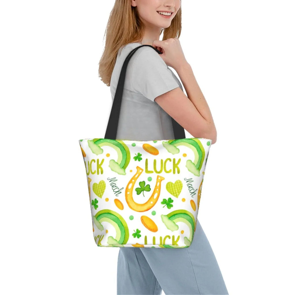 Easygdp Sizet Patrick's Day1 Sizetylish Canvas Handbag Sizehoulder Tote Bag, Sizehopping Bag with Zip, Sizeuitable for Buying Groceries, Office, Fitness