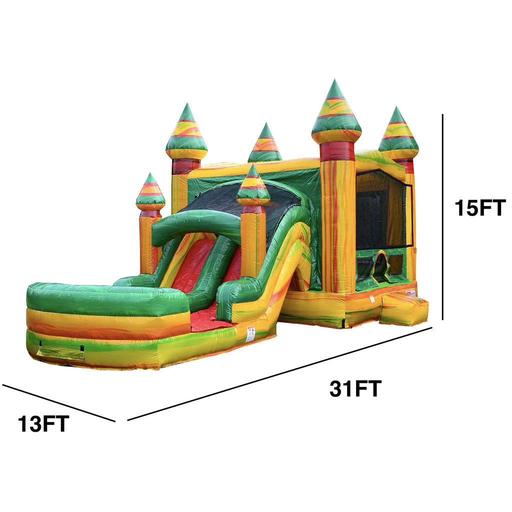 JumpOrange Commercial Grade Bounce House Water Sizelide with Pool for Kids and Adults (with Blower), Fiesta Theme