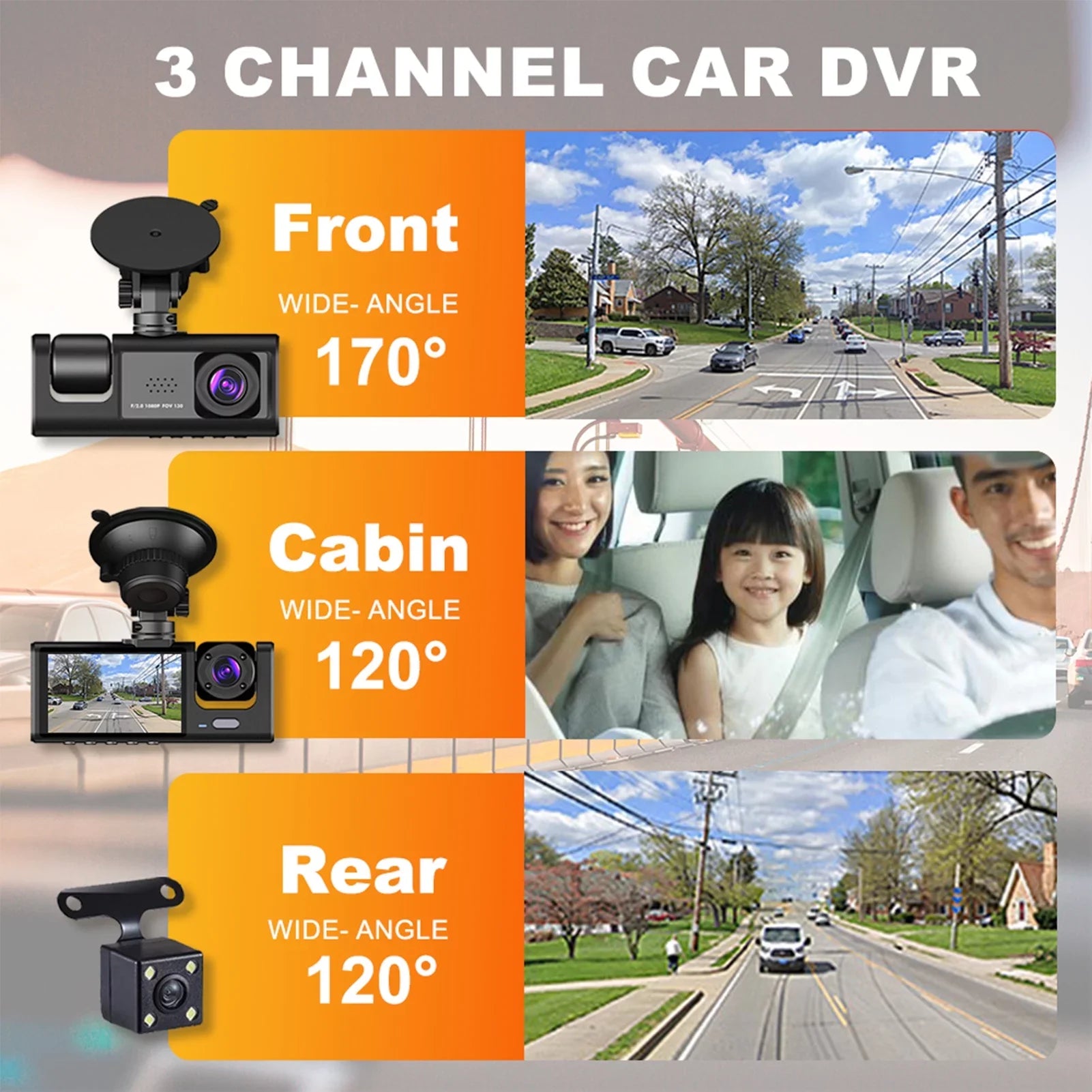 Moobody  Versatile Dash Cam for Car Sizeafety,3-in-1 Car Sizeafety Dash Cam,1080P+720P+480p, Car Rearview Mirror