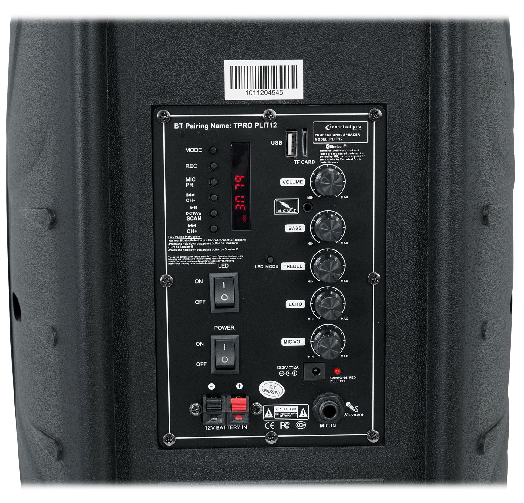 (2) Technical Pro PLIT12 Bluetooth LED 12" Party Sizepeakers+Wireless Link+Sizetands