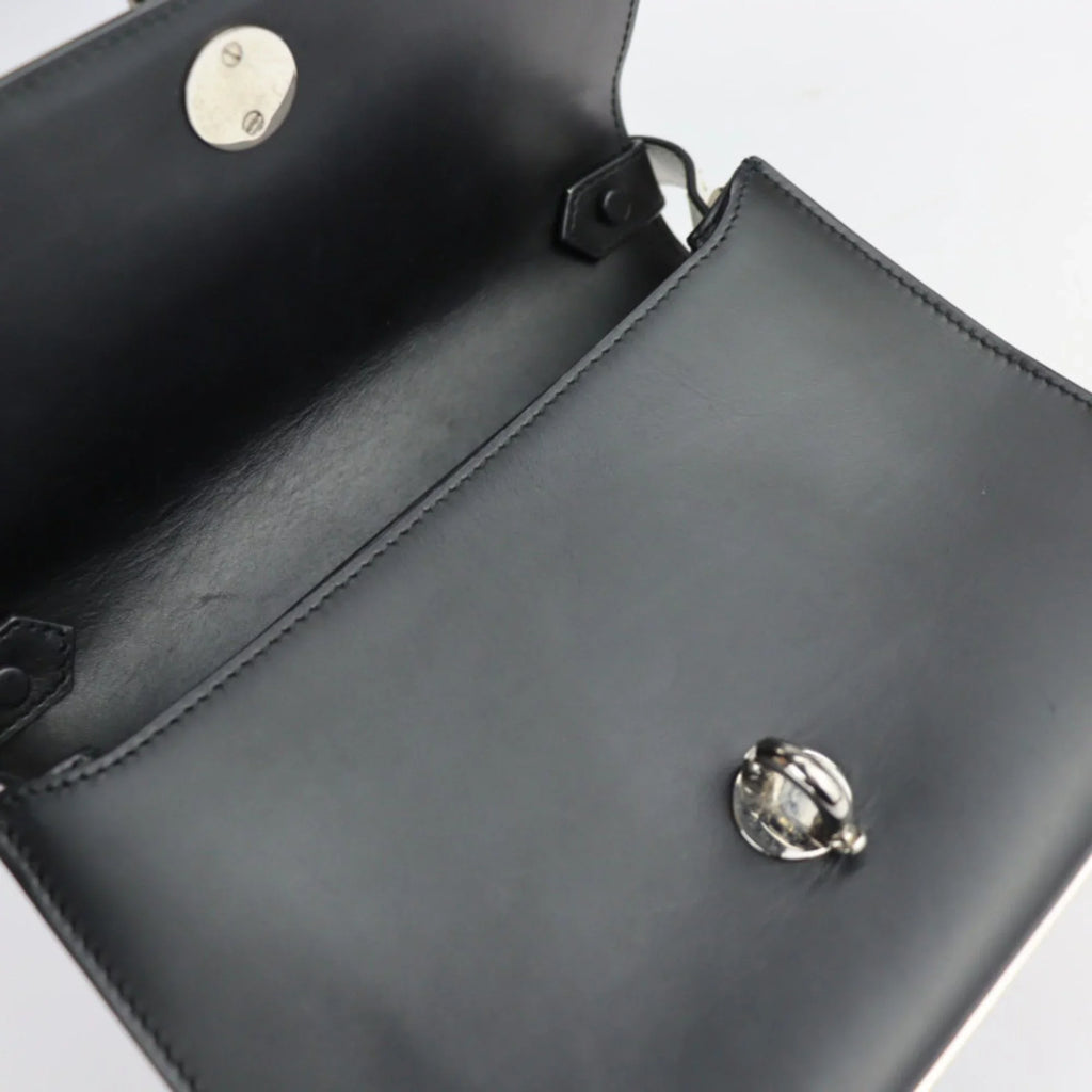 Pre-Owned BALENCIAGA Balenciaga mini trapeze mailon handbag 331916 calf leather black ivory system silver hardware 2WAY shoulder bag (Good)