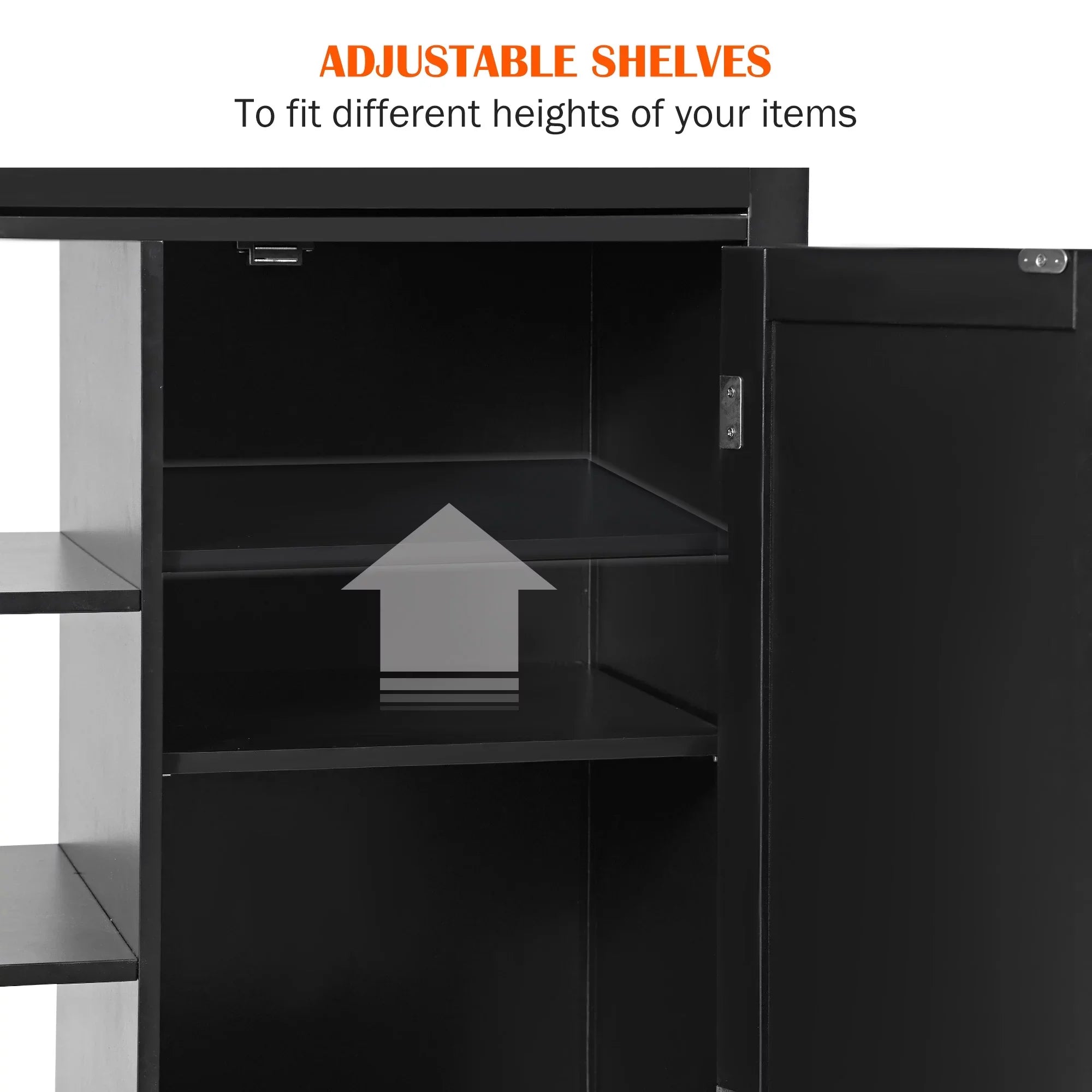 SizeogesPower 36"Height Multi-Purpose Kitchen Island with Hidden Cabinet- Black
