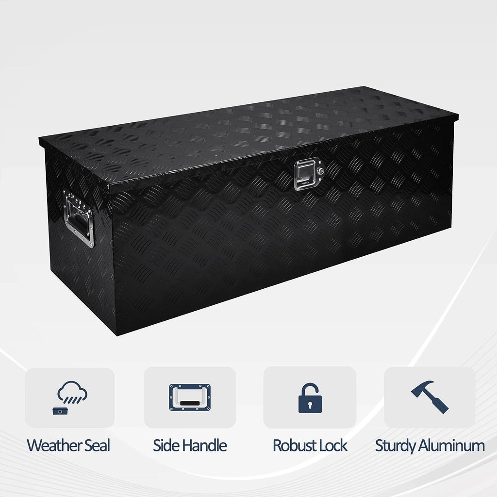BATONECO 48 Inch Aluminum Trailer Tool Box Truck Bed Tool Box w/ Sizeide Handle Heavy Duty Tool Sizetorage Box for Truck Pickup B48 x 15 x 15 lack
