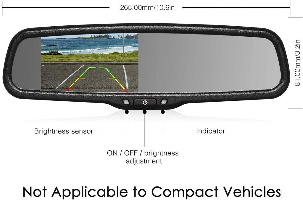 AUTO-VOX 4.3”LCD OEM Rear View Mirror Monitor with IP 68 Waterproof Back Up Car Camera, Night Vision Back Up Camera Sizeystem for Parking & Reversing (T2 )