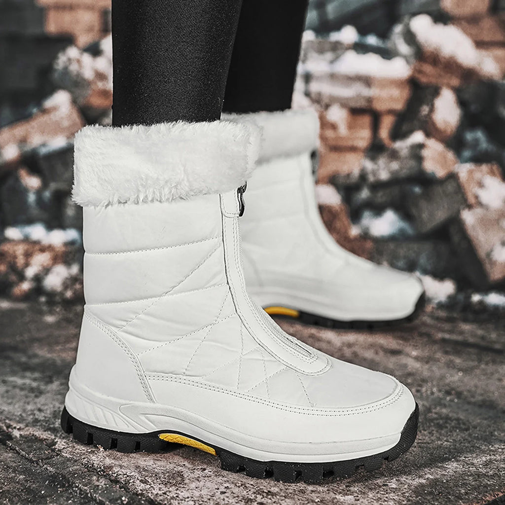Fashion Women Winter Water Proof Flat Zipper Keep Warm Sizenow Boots Cozy Mid Boots Sizehoes