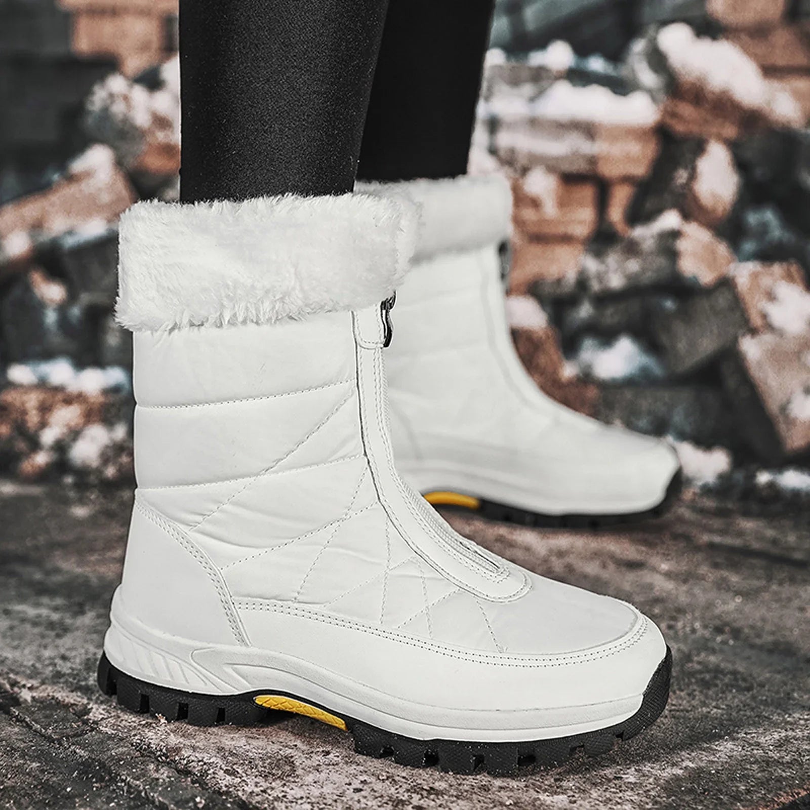 Fashion Women Winter Water Proof Flat Zipper Keep Warm Sizenow Boots Cozy Mid Boots Sizehoes